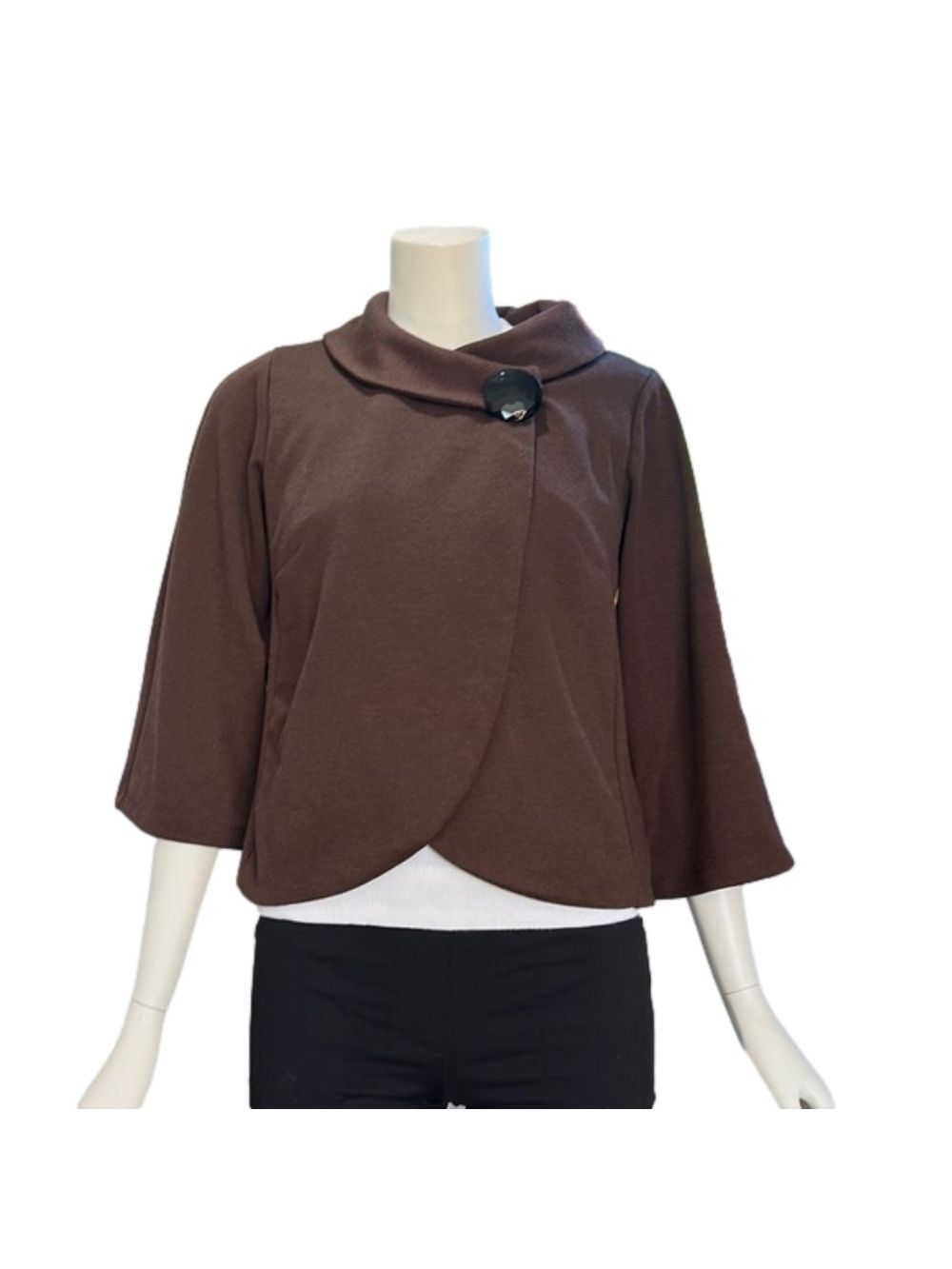 Du Jour Brown Cropped Cape Jacket Women's Small